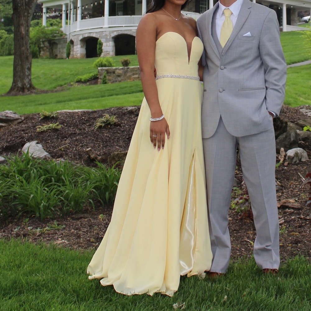 Pastel yellow prom dress